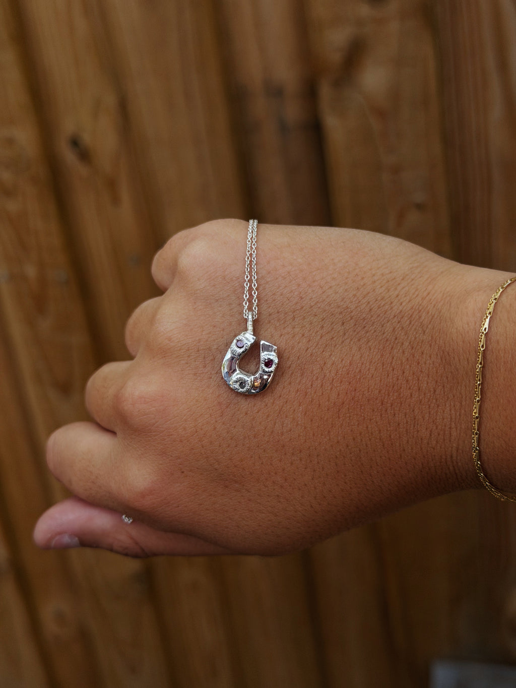 Gemstone 'Horseshoe' - Sterling Silver Pendant