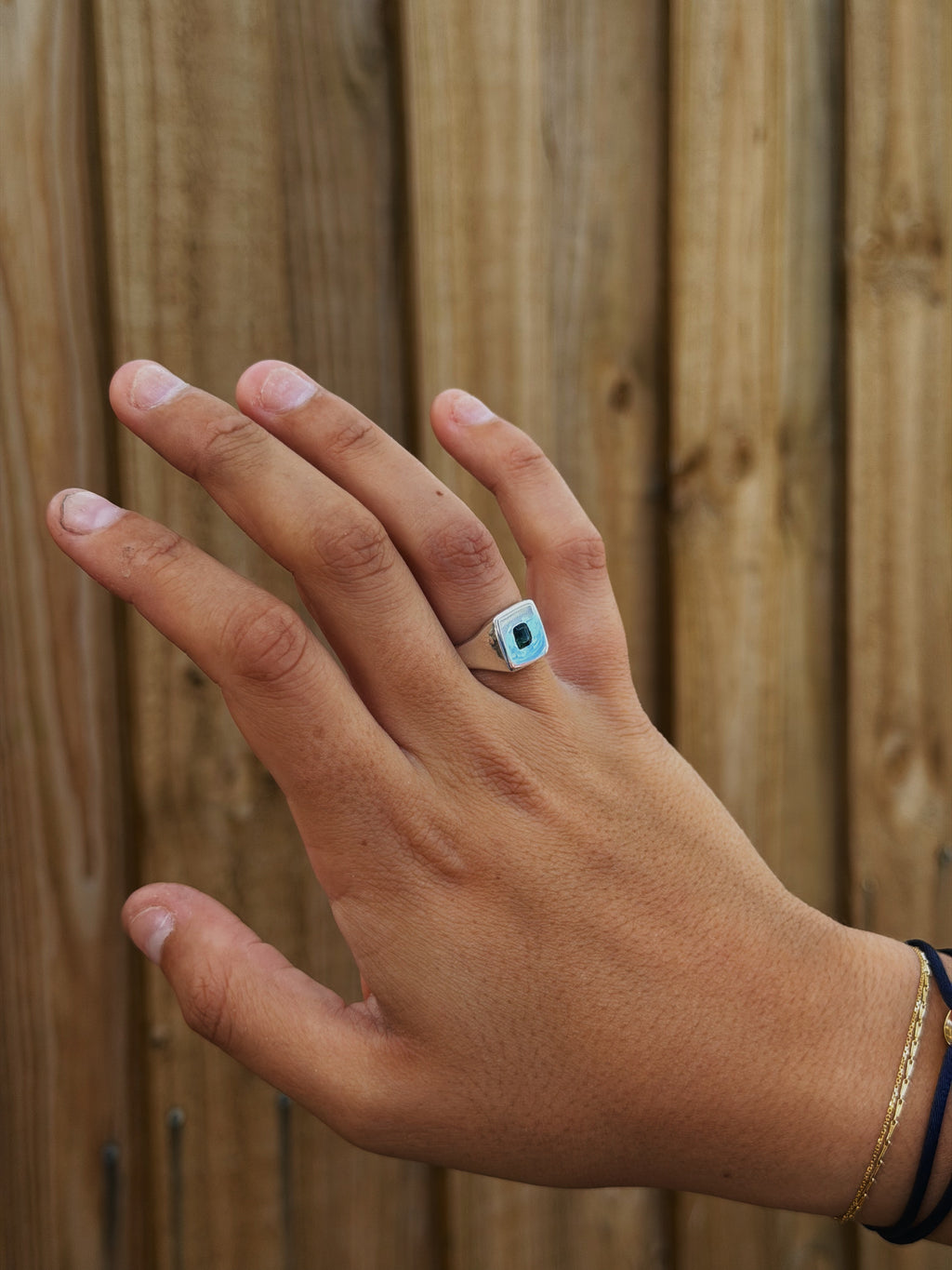 Square Gemstone Signet - Sterling Silver Ring