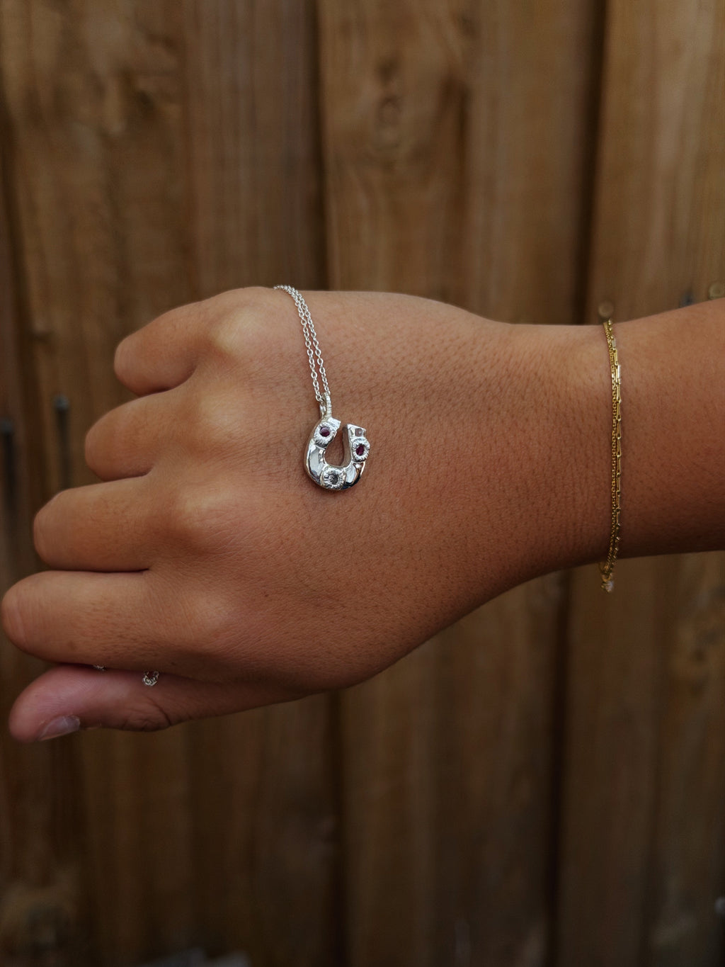 Gemstone 'Horseshoe' - Sterling Silver Pendant