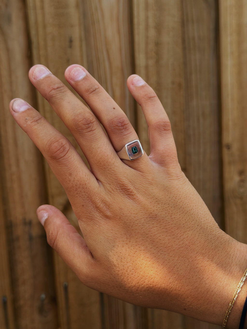 Square Gemstone Signet - Sterling Silver Ring