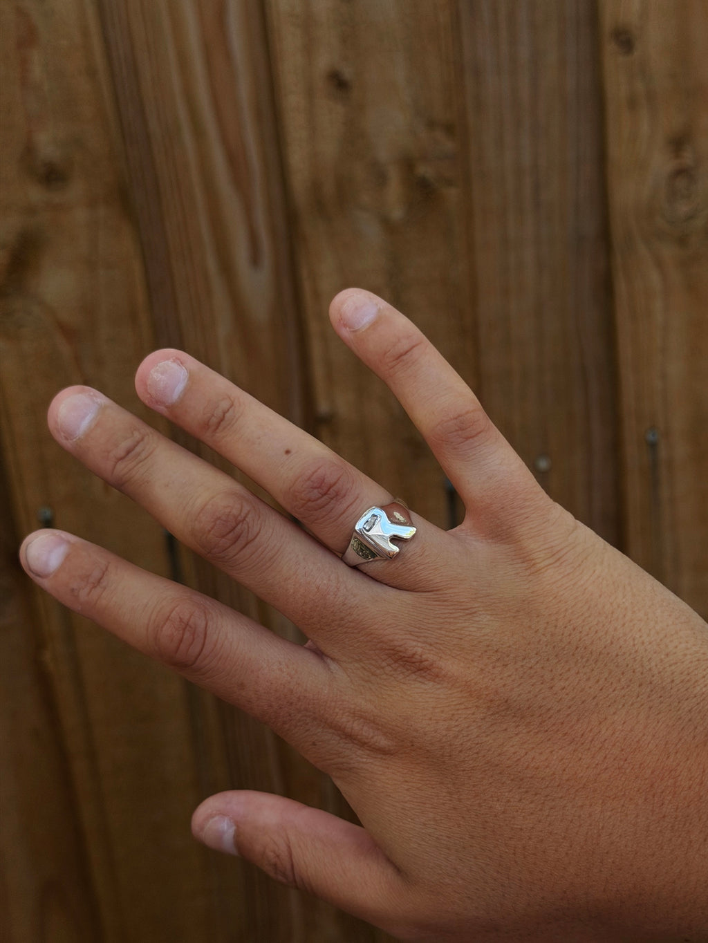 Custom Initial "R" Signet - Sterling Silver Ring