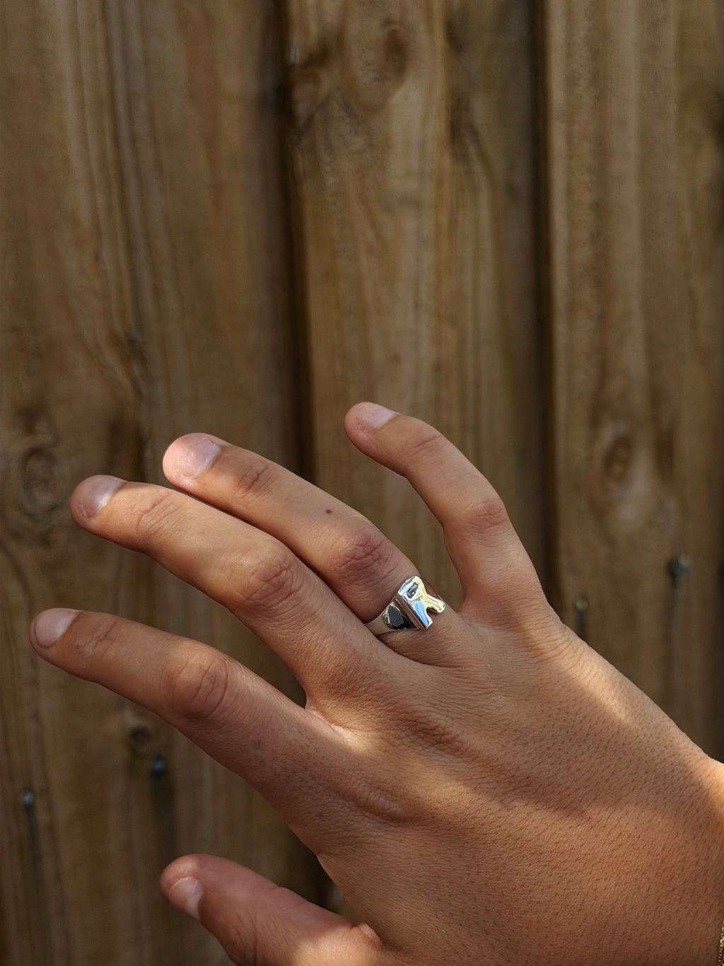 Custom Initial "R" Signet - Sterling Silver Ring