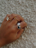 Double Gemstone - Sterling Silver Ring Set